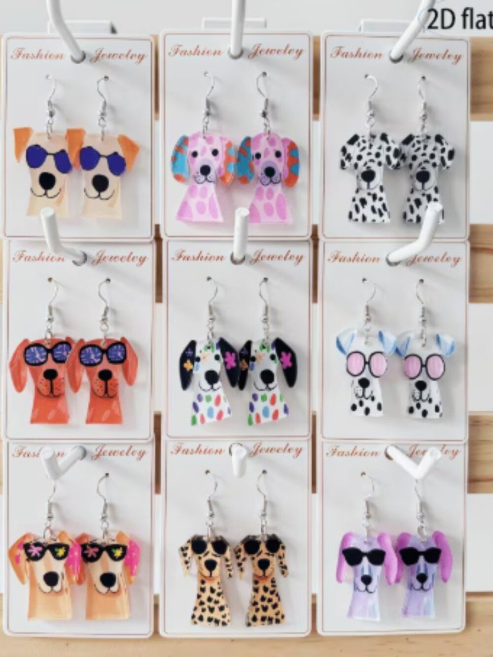 NWT 9 Pair Acrylic Fashionista Dog Earrings